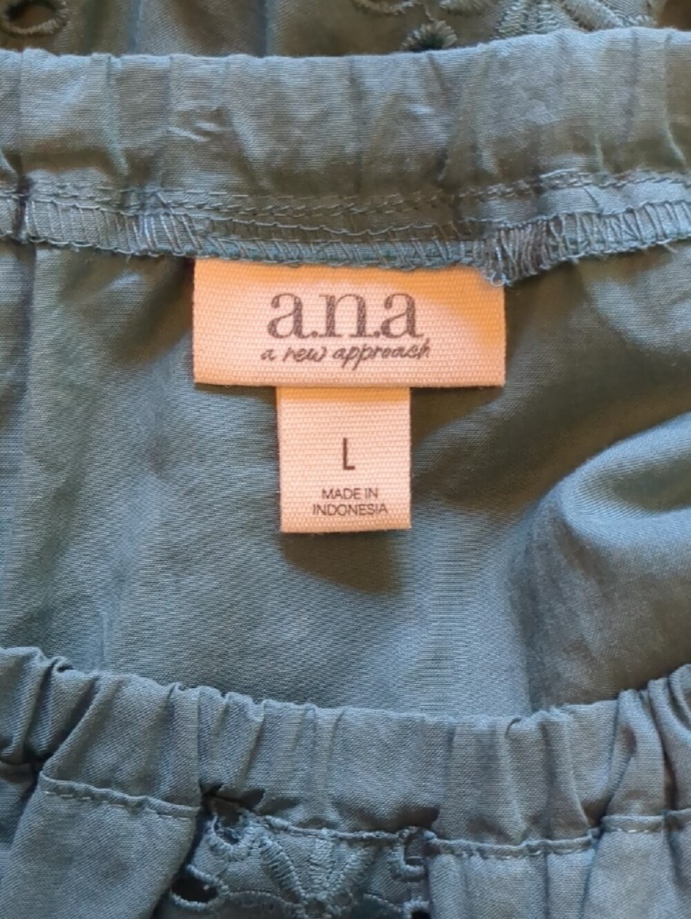 a.n.a Teal Eyelet Ruffle Long Sleeve Blouse - Picture 7 of 8